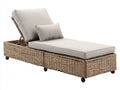 Lettino prendisole - Rattan sintetico-Tessuto - 208 x 76 x 98 cm - Naturale-Beige - Design contemporaneo con schienale regolabile e ruote