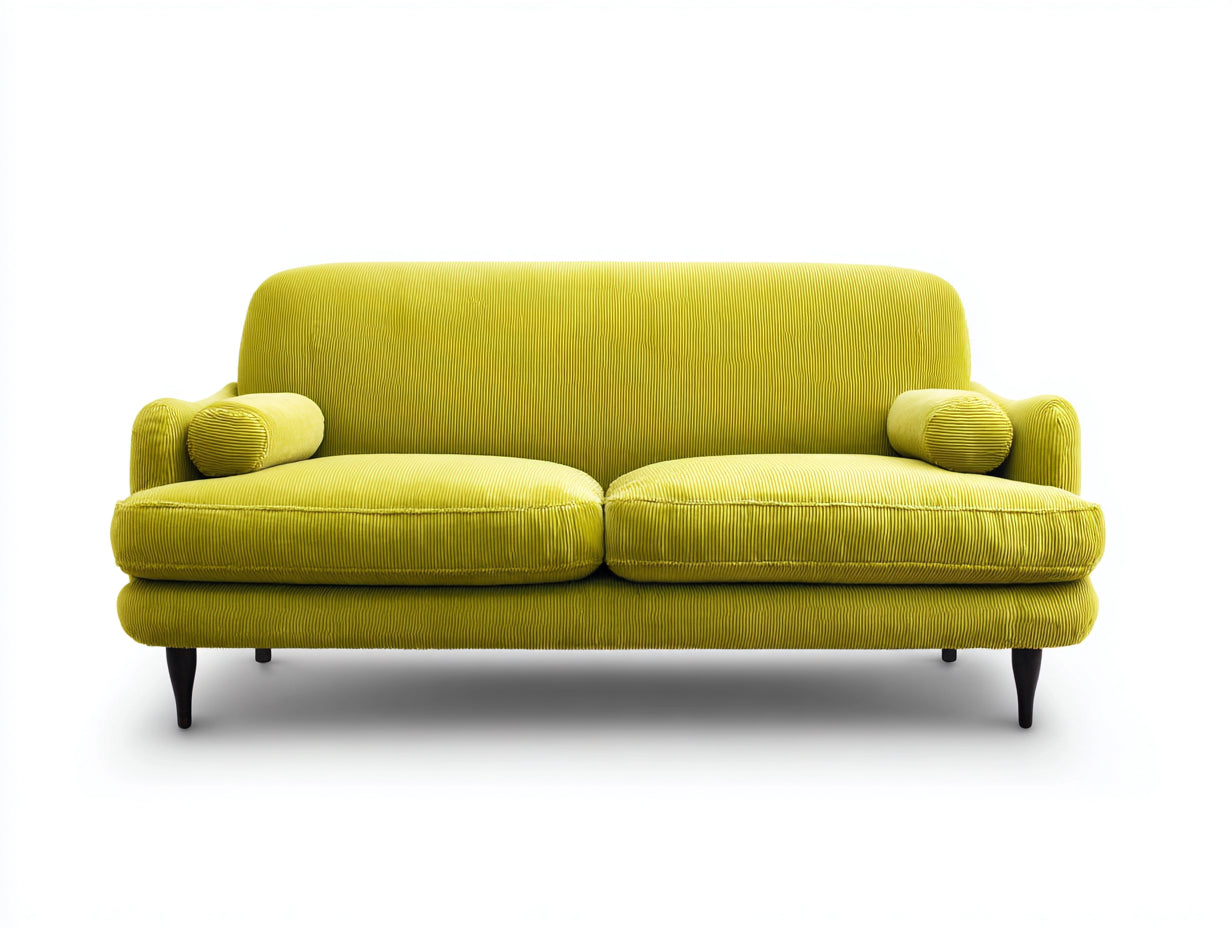 Divano a due posti - Tessuto a coste - 181x89x86 cm - Verde cedro - Stile moderno con profilo curvo