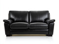 Divano a due posti - Pelle - 176x92x89 cm - Nero profondo - Stile classico con braccioli imbottiti