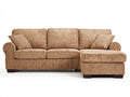 Divano angolare - Velluto a coste - 256x166x90 cm - Cammello chiaro - Stile classico contemporaneo