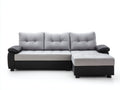 Divano angolare - Tessuto-Similpelle - 246x160x88 cm - Grigio chiaro-Nero - Stile contemporaneo