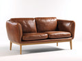 Divano a due posti - Pelle - 170x84x82 cm - Marrone cuoio - Stile contemporaneo con profilo avvolgente