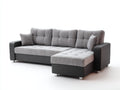 Divano angolare - Tessuto-Similpelle - 252x164x84 cm - Grigio chiaro-Nero - Stile moderno