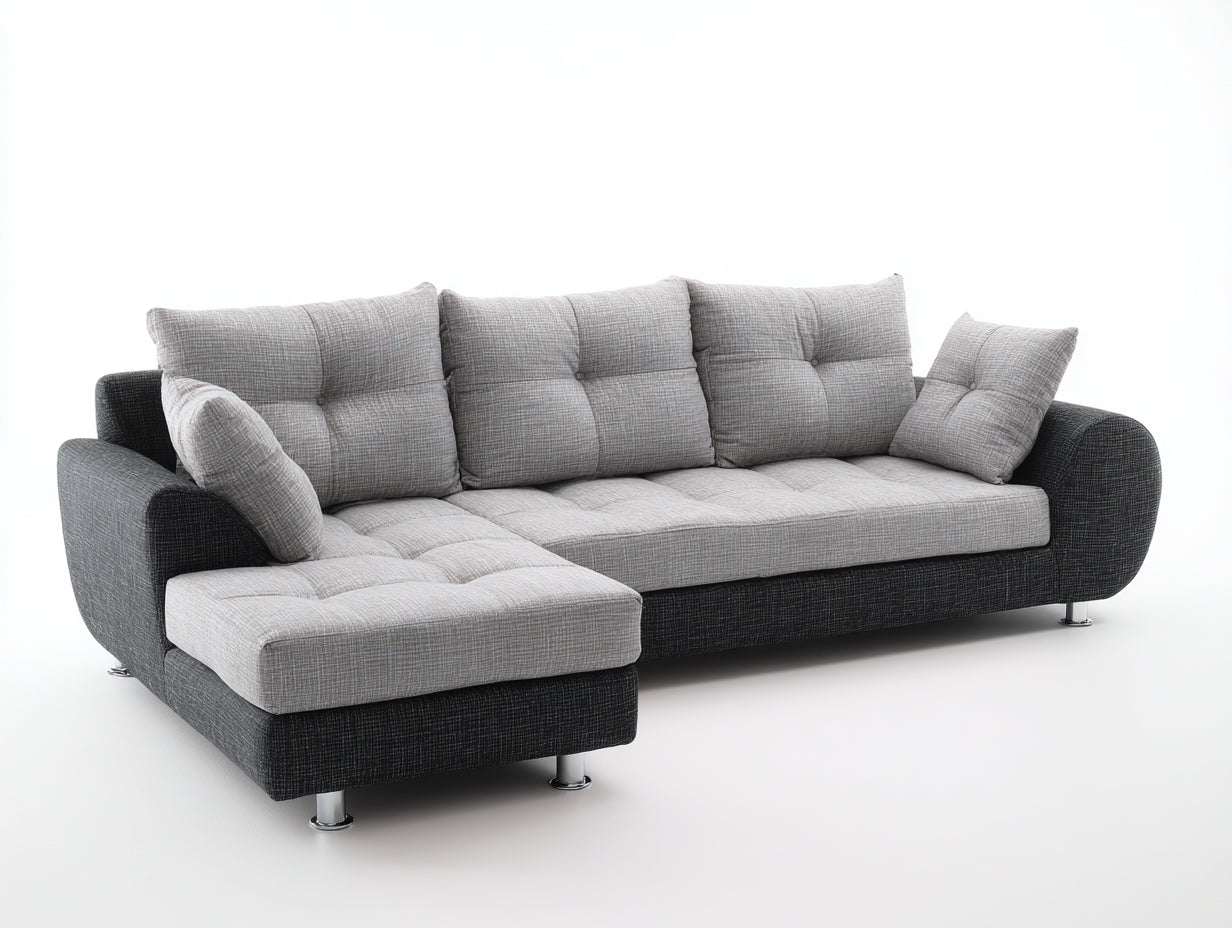 Divano angolare - Tessuto - 286x172x89 cm - Grigio chiaro-Antracite - Stile moderno