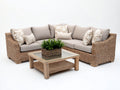 Divani da esterno - Rattan sintetico-Legno-Vetro-Tessuto - 248 x 248 x 82 cm - Marrone-Beige - Design contemporaneo