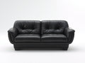 Divano a due posti - Pelle - 180x95x88 cm - Nero profondo - Stile rétro con schienale trapuntato