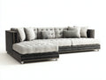 Divano angolare - Tessuto-Similpelle - 305x185x86 cm - Beige-Antracite - Stile elegante