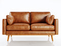 Divano a due posti - Pelle - 178x88x86 cm - Cognac - Stile moderno con piedini affusolati