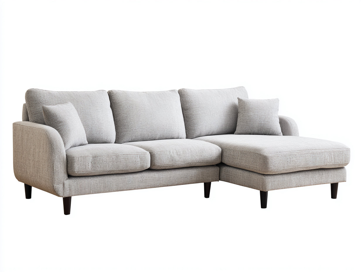 Divano angolare - Tessuto - 252x165x87 cm - Beige chiaro - Stile scandinavo