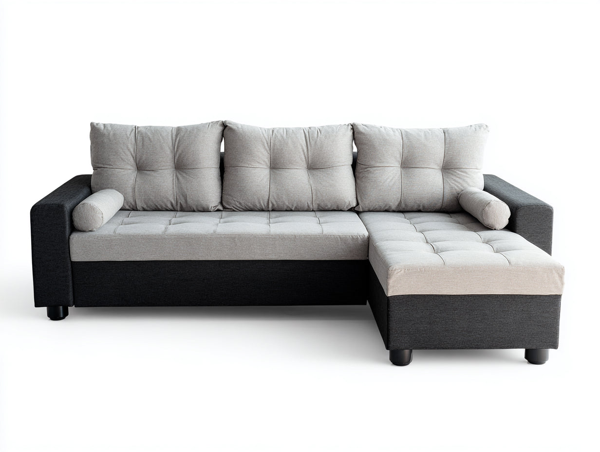 Divano angolare - Tessuto - 244x158x89 cm - Grigio chiaro-Antracite - Stile moderno