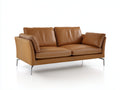 Divano a due posti - Pelle-Metallo - 182x88x82 cm - Cognac-Argento - Stile minimalista con base rialzata