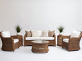 Divani da esterno - Rattan sintetico-Vetro-Tessuto - 188 x 84 x 86 cm - Marrone-Bianco - Design classico
