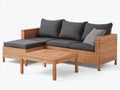 Divani da esterno - Rattan sintetico-Legno-Tessuto - 252 x 160 x 79 cm - Naturale-Antracite - Design moderno