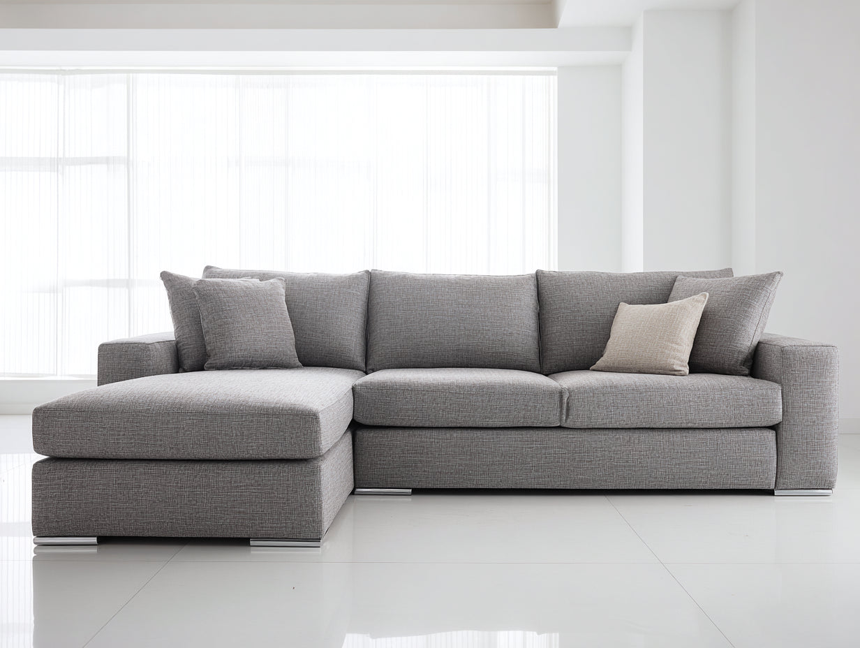Divano angolare - Tessuto - 276x172x88 cm - Grigio - Stile contemporaneo
