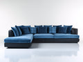 Divano angolare - Velluto-similpelle - 304x176x85 cm - Blu-Nero - Stile moderno