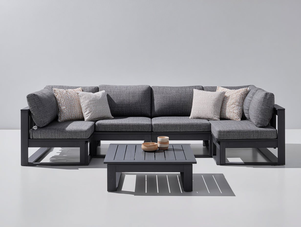 Divani da esterno - Alluminio-Tessuto - 315 x 158 x 76 cm - Antracite-Grigio - Design moderno
