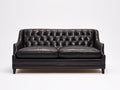 Divano a due posti - Pelle - 188x91x85 cm - Nero carbone - Stile Chesterfield con capitonné