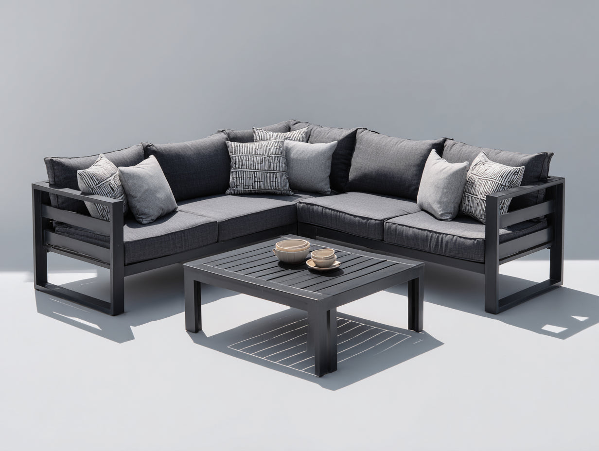 Divani da esterno - Alluminio-Tessuto - 286 x 286 x 76 cm - Antracite-Grigio - Design moderno