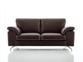 Divano a due posti - Pelle-Metallo - 170x89x87 cm - Marrone testa di moro-Argento - Stile moderno con piedini rialzati